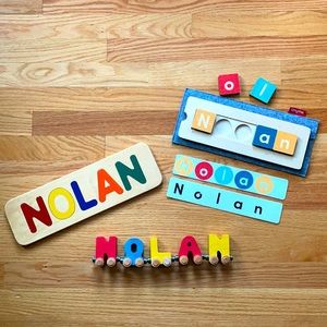 “Nolan” wooden puzzles and name train